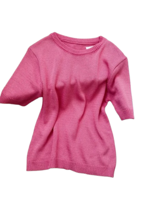Soft Knit Pink Short Sleeve Sweater Top
