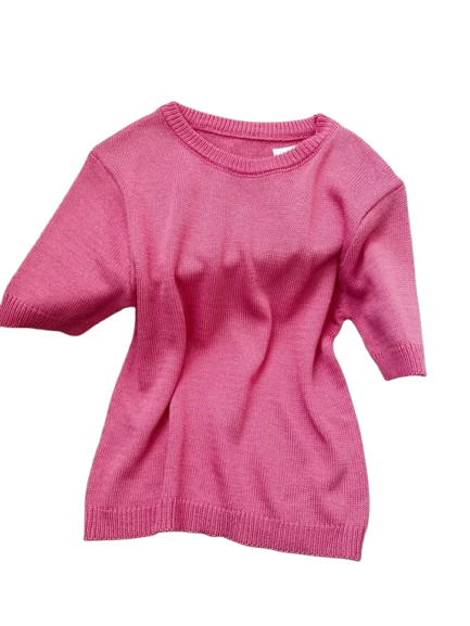 Soft Knit Pink Short Sleeve Sweater Top