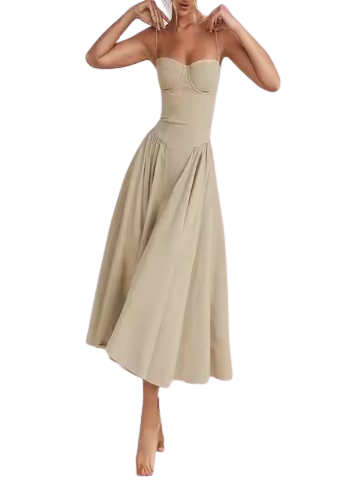 Elegant Strapless Corset Midi Dress