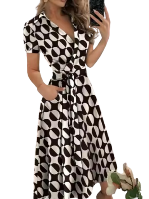 Elegant Polka Pattern Wrap Dress